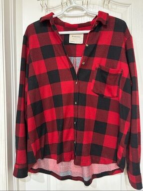 Bluenotes Red and Black Plaid Button-Front Shirt